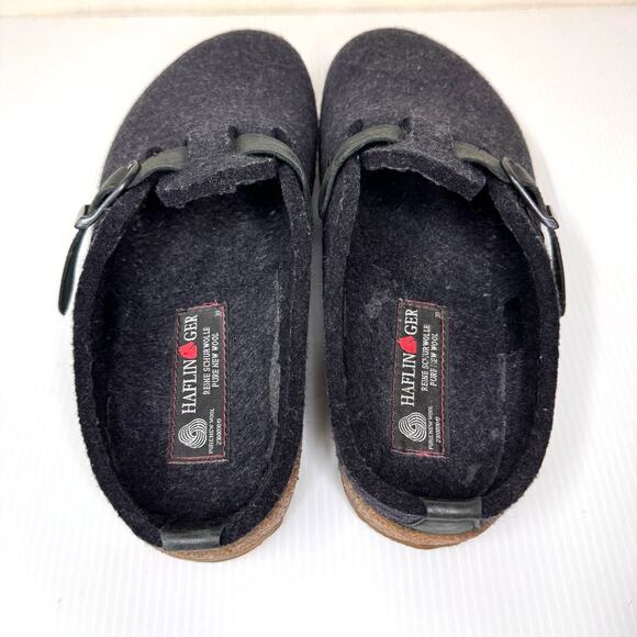 HAFLINGER GZB Felt Wool Clogs Women's 8.5/EU 39 Leather Buckle Comfort Granola - Picture 8 of 11
